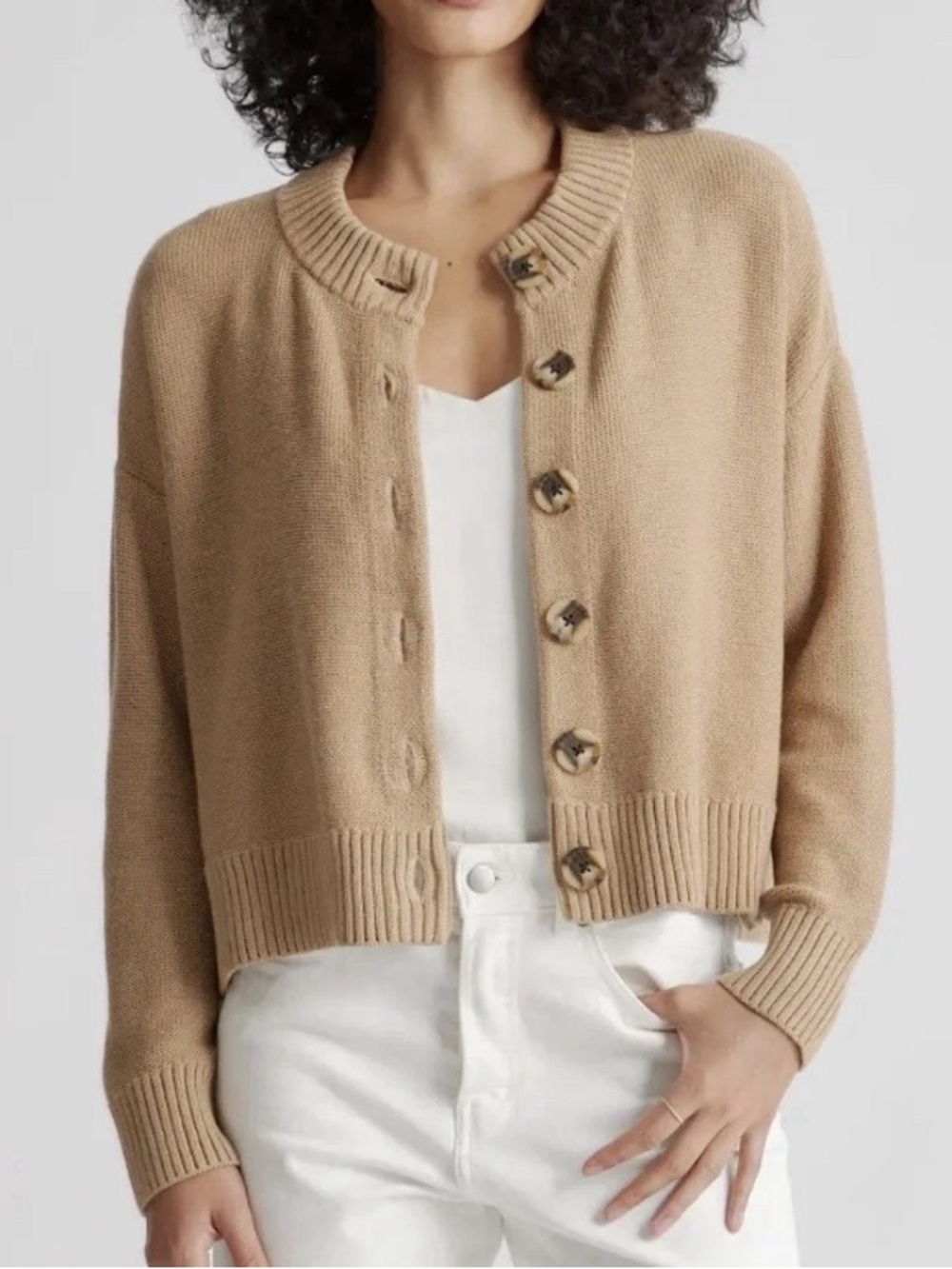 Classic Cropped Button Cardigan Sweater in Camel quince size xl fall cozy quince